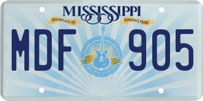 MS license plate MDF905