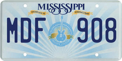 MS license plate MDF908