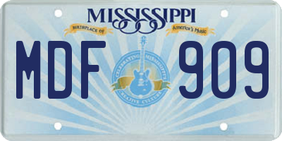 MS license plate MDF909