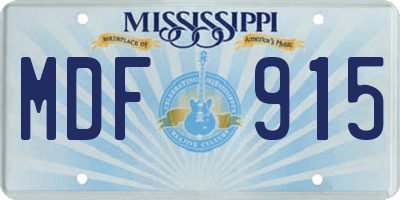 MS license plate MDF915