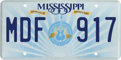 MS license plate MDF917