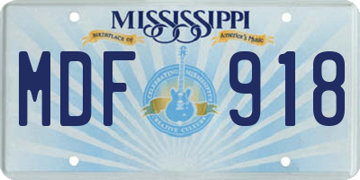 MS license plate MDF918