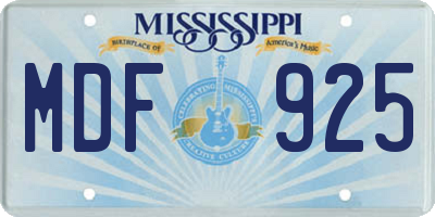 MS license plate MDF925