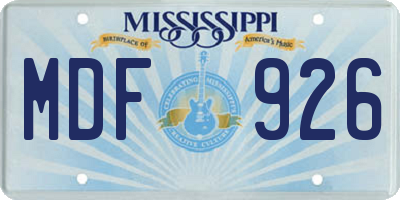 MS license plate MDF926