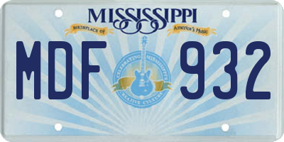 MS license plate MDF932