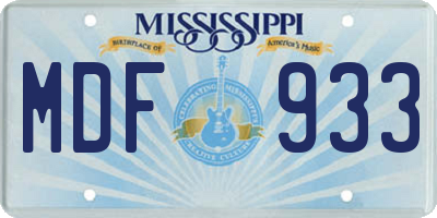 MS license plate MDF933