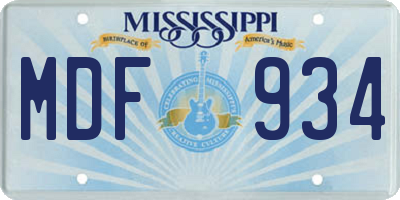 MS license plate MDF934