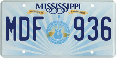 MS license plate MDF936