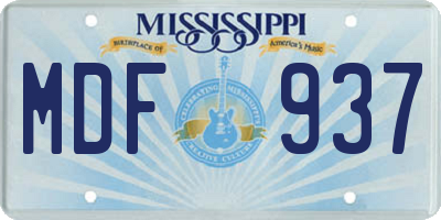 MS license plate MDF937