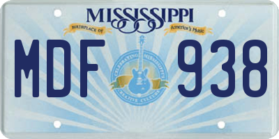 MS license plate MDF938