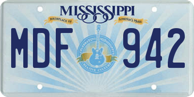 MS license plate MDF942