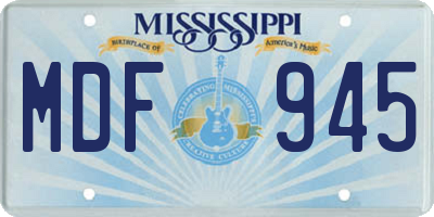 MS license plate MDF945