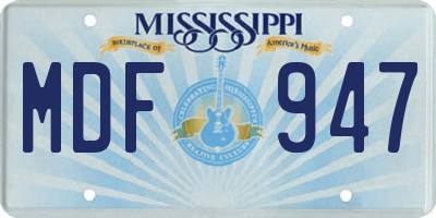 MS license plate MDF947