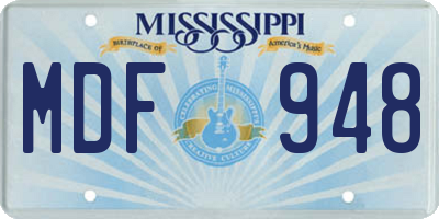 MS license plate MDF948