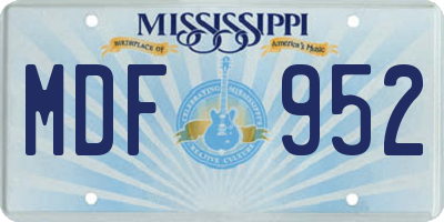 MS license plate MDF952