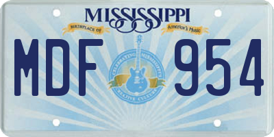 MS license plate MDF954