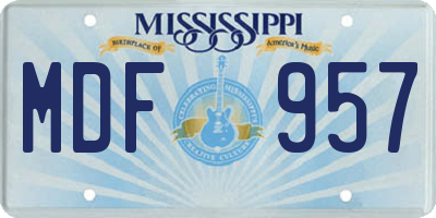 MS license plate MDF957