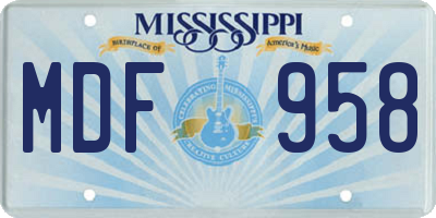 MS license plate MDF958