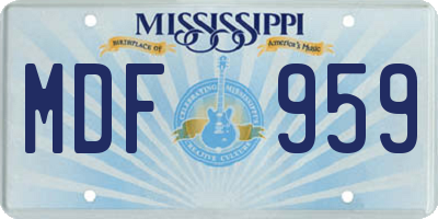 MS license plate MDF959