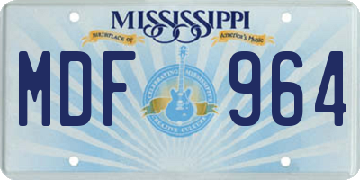 MS license plate MDF964