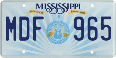 MS license plate MDF965