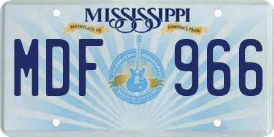 MS license plate MDF966