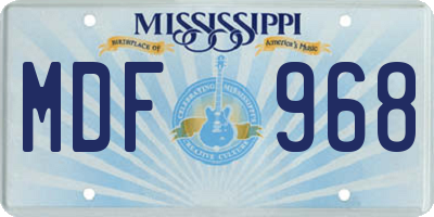 MS license plate MDF968