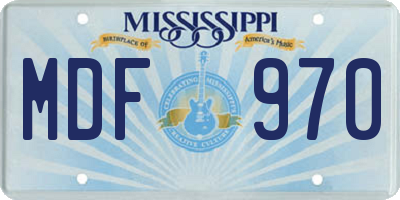 MS license plate MDF970
