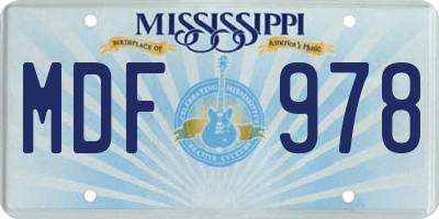 MS license plate MDF978