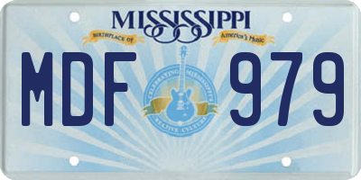 MS license plate MDF979