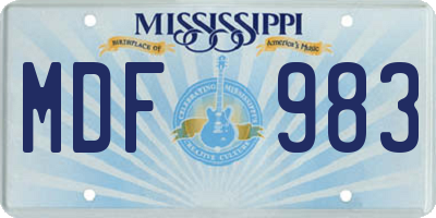 MS license plate MDF983
