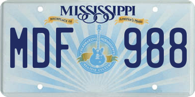 MS license plate MDF988