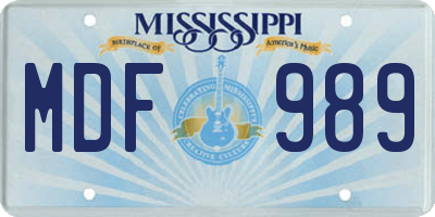 MS license plate MDF989