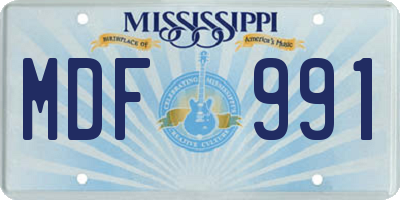 MS license plate MDF991