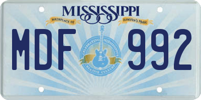 MS license plate MDF992