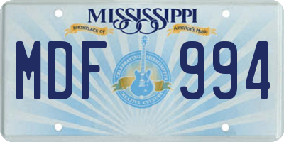 MS license plate MDF994