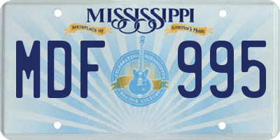 MS license plate MDF995
