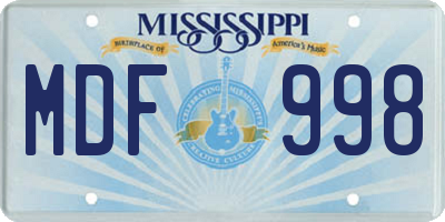 MS license plate MDF998
