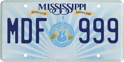 MS license plate MDF999