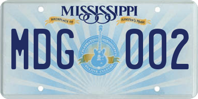 MS license plate MDG002