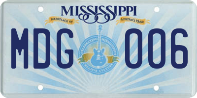 MS license plate MDG006