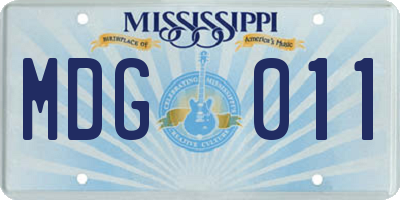 MS license plate MDG011
