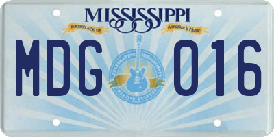 MS license plate MDG016