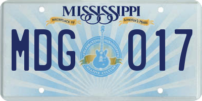MS license plate MDG017