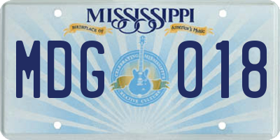 MS license plate MDG018