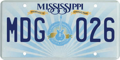 MS license plate MDG026