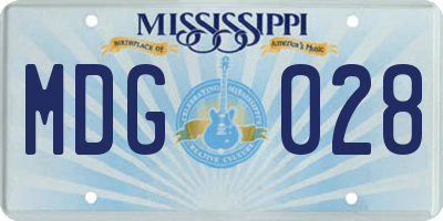 MS license plate MDG028