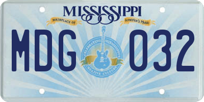 MS license plate MDG032
