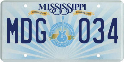 MS license plate MDG034