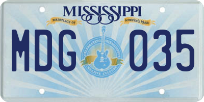 MS license plate MDG035